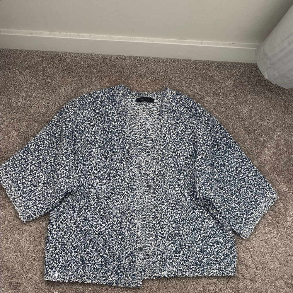 Ann Taylor Blue and White Cardigan